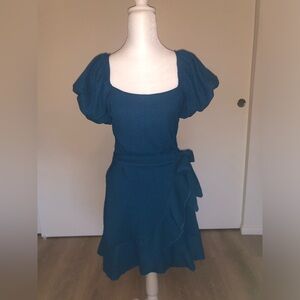 Blue Puff Sleeve Dress
